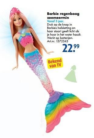 Promoties Barbie regenboog zeemeermin - Mattel - Geldig van 17/10/2016 tot 01/01/2017 bij Bart Smit