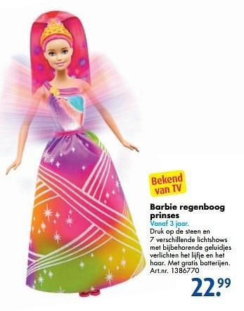 Promoties Barbie regenboog prinses - Mattel - Geldig van 17/10/2016 tot 01/01/2017 bij Bart Smit