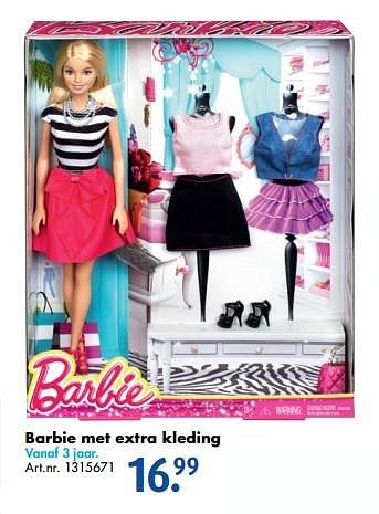 Promoties Barbie met extra kleding - Mattel - Geldig van 17/10/2016 tot 01/01/2017 bij Bart Smit