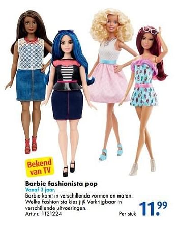 Promoties Barbie fashionista pop - Mattel - Geldig van 17/10/2016 tot 01/01/2017 bij Bart Smit