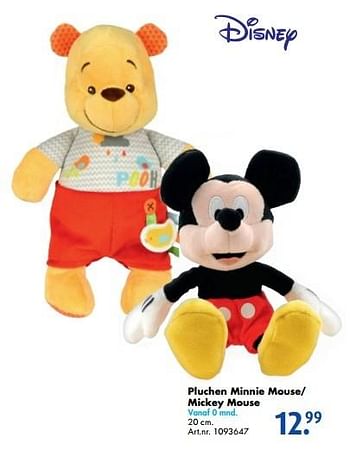 Promoties Pluchen minnie mouse- mickey mouse - Disney - Geldig van 17/10/2016 tot 01/01/2017 bij Bart Smit