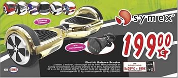 Promoties Electric balance scooter - Symex - Geldig van 18/10/2016 tot 06/12/2016 bij Cora