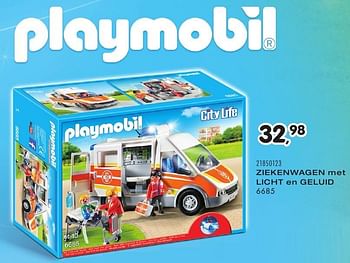 Promotions Ziekenwagen met licht en geluid - Playmobil - Valide de 25/10/2016 à 15/12/2016 chez Supra Bazar
