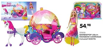 Promotions Barbiepop rainbow carriage inclusief koets - Mattel - Valide de 25/10/2016 à 15/12/2016 chez Supra Bazar