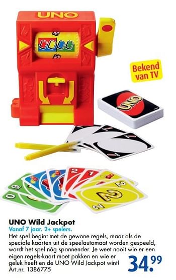 Promoties Uno wild jackpot - Mattel - Geldig van 17/10/2016 tot 01/01/2017 bij Bart Smit