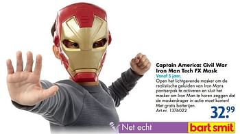 Promoties Captain america: civil war iron man tech fx mask - Marvel - Geldig van 17/10/2016 tot 01/01/2017 bij Bart Smit