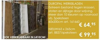 Promoties Duropal werkbladen - Huismerk - Woodtex - Geldig van 24/10/2016 tot 31/12/2016 bij Woodtex