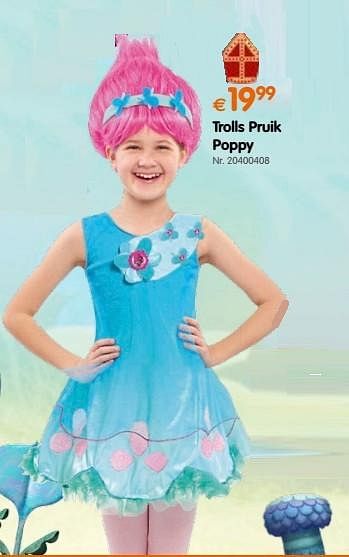 Promoties Trolls pruik poppy - Dreamworks - Geldig van 18/10/2016 tot 06/12/2016 bij Fun