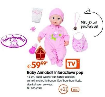 Promotions Baby annabell interactieve pop - Baby Annabell - Valide de 18/10/2016 à 06/12/2016 chez Fun