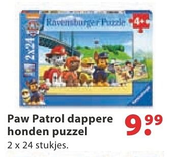 Promotions Paw patrol dappere honden puzzel - Ravensburger - Valide de 26/10/2016 à 31/12/2016 chez Desomer-Plancke