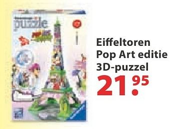 Promotions Eiffeltoren pop art editie 3d-puzzel - Ravensburger - Valide de 26/10/2016 à 31/12/2016 chez Desomer-Plancke