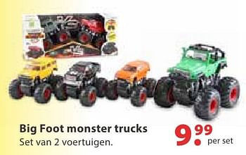 Promotions Big foot monster trucks - Produit Maison - Desomer-Plancke - Valide de 26/10/2016 à 31/12/2016 chez Desomer-Plancke