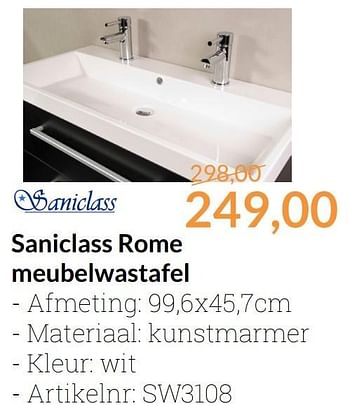 Promoties Saniclass rome meubelwastafel - Saniclass - Geldig van 01/11/2016 tot 30/11/2016 bij Sanitairwinkel