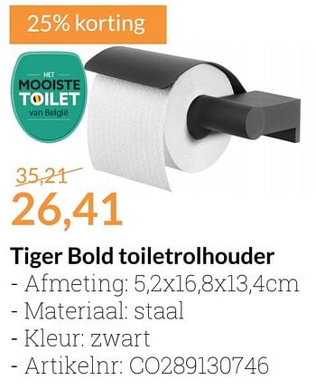 Promoties Tiger bold toiletrolhouder - Tiger - Geldig van 01/11/2016 tot 30/11/2016 bij Sanitairwinkel