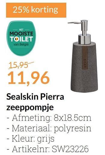 Promoties Sealskin pierra zeeppompje - Sealskin - Geldig van 01/11/2016 tot 30/11/2016 bij Sanitairwinkel