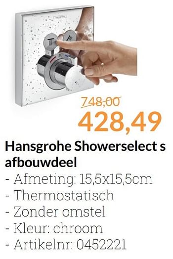 Promoties Hansgrohe showerselect s afbouwdeel - Hansgrohe - Geldig van 01/11/2016 tot 30/11/2016 bij Sanitairwinkel