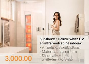 Promoties Sunshower deluxe white uv en infraroodcabine inbouw - Sunshower - Geldig van 01/11/2016 tot 30/11/2016 bij Sanitairwinkel