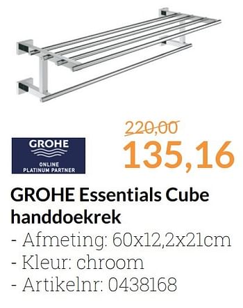 Promoties Grohe essentials cube handdoekrek - Grohe - Geldig van 01/11/2016 tot 30/11/2016 bij Sanitairwinkel