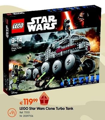 Promoties Lego star wars clone turbo tank - Lego - Geldig van 18/10/2016 tot 06/12/2016 bij Fun