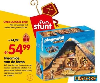 Promotions Pyramide van de farao - Playmobil - Valide de 18/10/2016 à 06/12/2016 chez Fun