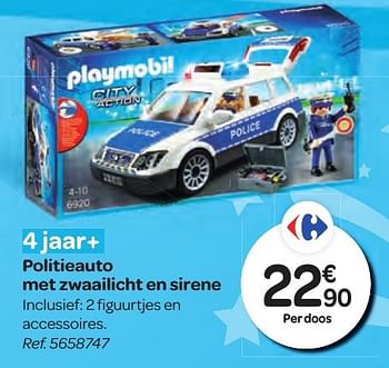 Promoties Politieauto met zwaailicht en sirene - Playmobil - Geldig van 26/10/2016 tot 06/12/2016 bij Carrefour
