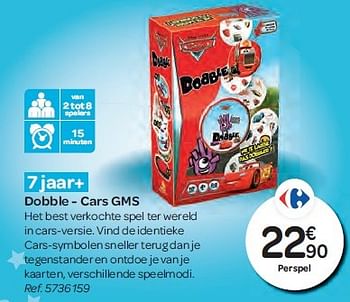 Promotions Dobble cars gms - Cars - Valide de 26/10/2016 à 06/12/2016 chez Carrefour