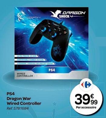 Promoties Ps4 dragon war wired controller - Dragon - Geldig van 26/10/2016 tot 06/12/2016 bij Carrefour
