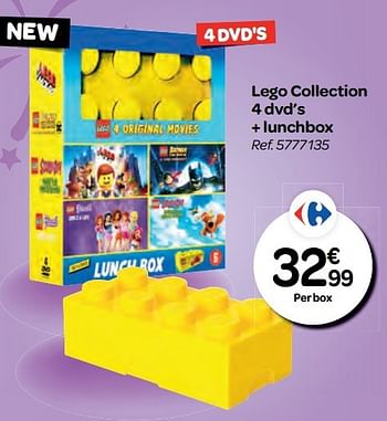 Promotions Lego collection 4 dvd`s + lunchbox - Lego - Valide de 26/10/2016 à 06/12/2016 chez Carrefour