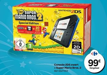 Promoties Console 2ds zwart + super mario bros. 2 - Nintendo - Geldig van 26/10/2016 tot 06/12/2016 bij Carrefour