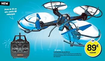 Promoties Full function drone 55 cm - Huismerk - Carrefour  - Geldig van 26/10/2016 tot 06/12/2016 bij Carrefour