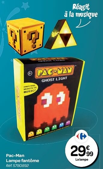 Promotions Pac-man lampe fantôme - Produit maison - Carrefour  - Valide de 26/10/2016 à 06/12/2016 chez Carrefour