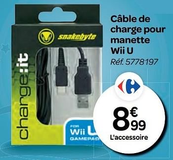 Promoties Câble de charge pour manette wii u - Nintendo - Geldig van 26/10/2016 tot 06/12/2016 bij Carrefour