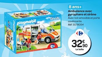 Promotions Ambulance avec gyrophare et sirène - Playmobil - Valide de 26/10/2016 à 06/12/2016 chez Carrefour