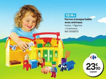 Promotions Ferme transportable avec animaux - Playmobil - Valide de 26/10/2016 à 06/12/2016 chez Carrefour