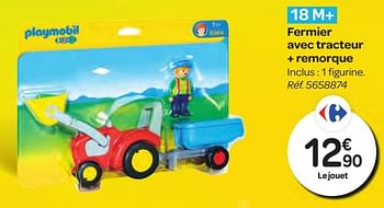 Promoties Fermier avec tracteur + remorque - Playmobil - Geldig van 26/10/2016 tot 06/12/2016 bij Carrefour