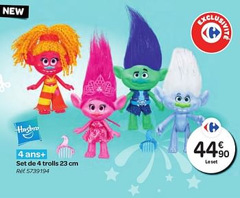 Promoties Set de 4 trolls 23 cm - Hasbro - Geldig van 26/10/2016 tot 06/12/2016 bij Carrefour