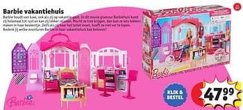 Promotions Barbie vakantiehuis - Mattel - Valide de 25/10/2016 à 19/12/2016 chez Kruidvat