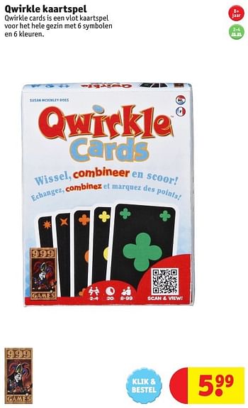 Promoties Qwirkle kaartspel - 999games - Geldig van 25/10/2016 tot 19/12/2016 bij Kruidvat