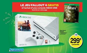 Promoties Xbox one s 500 gb + battlefield 1 - Microsoft - Geldig van 26/10/2016 tot 06/12/2016 bij Carrefour