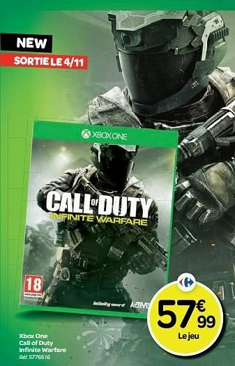 Promotions Xbox one call of duty infi nite warfare - Activision - Valide de 26/10/2016 à 06/12/2016 chez Carrefour
