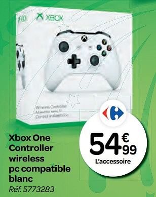 Promotions Xbox one controller wireless pc compatible blanc - Microsoft - Valide de 26/10/2016 à 06/12/2016 chez Carrefour