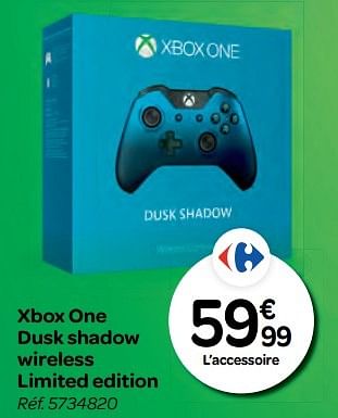 Promotions Xbox one dusk shadow wireless limited edition - Microsoft - Valide de 26/10/2016 à 06/12/2016 chez Carrefour