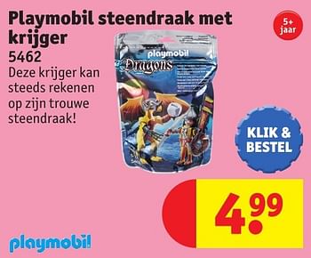 Promoties Playmobil steendraak met krijger - Playmobil - Geldig van 25/10/2016 tot 19/12/2016 bij Kruidvat