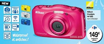 Promoties Nikon coolpix w100 - Nikon - Geldig van 26/10/2016 tot 06/12/2016 bij Carrefour