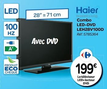Promoties Haier combo led-dvd leh28v100d - Haier - Geldig van 26/10/2016 tot 06/12/2016 bij Carrefour