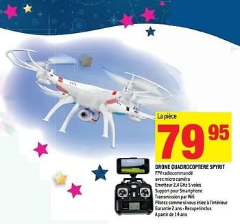 Promotions Drone quadrocoptere spyrit - Produit maison - Match - Valide de 02/11/2016 à 06/12/2016 chez Match
