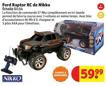 Promotions Ford raptor rc de nikko - Nikko - Valide de 25/10/2016 à 19/12/2016 chez Kruidvat