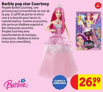 Promotions Barbie pop star courtney - Mattel - Valide de 25/10/2016 à 19/12/2016 chez Kruidvat