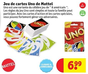 Promoties Jeu de cartes uno de mattel - Mattel - Geldig van 25/10/2016 tot 19/12/2016 bij Kruidvat