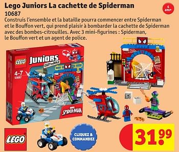 Promotions Lego juniors la cachette de spiderman - Lego - Valide de 25/10/2016 à 19/12/2016 chez Kruidvat